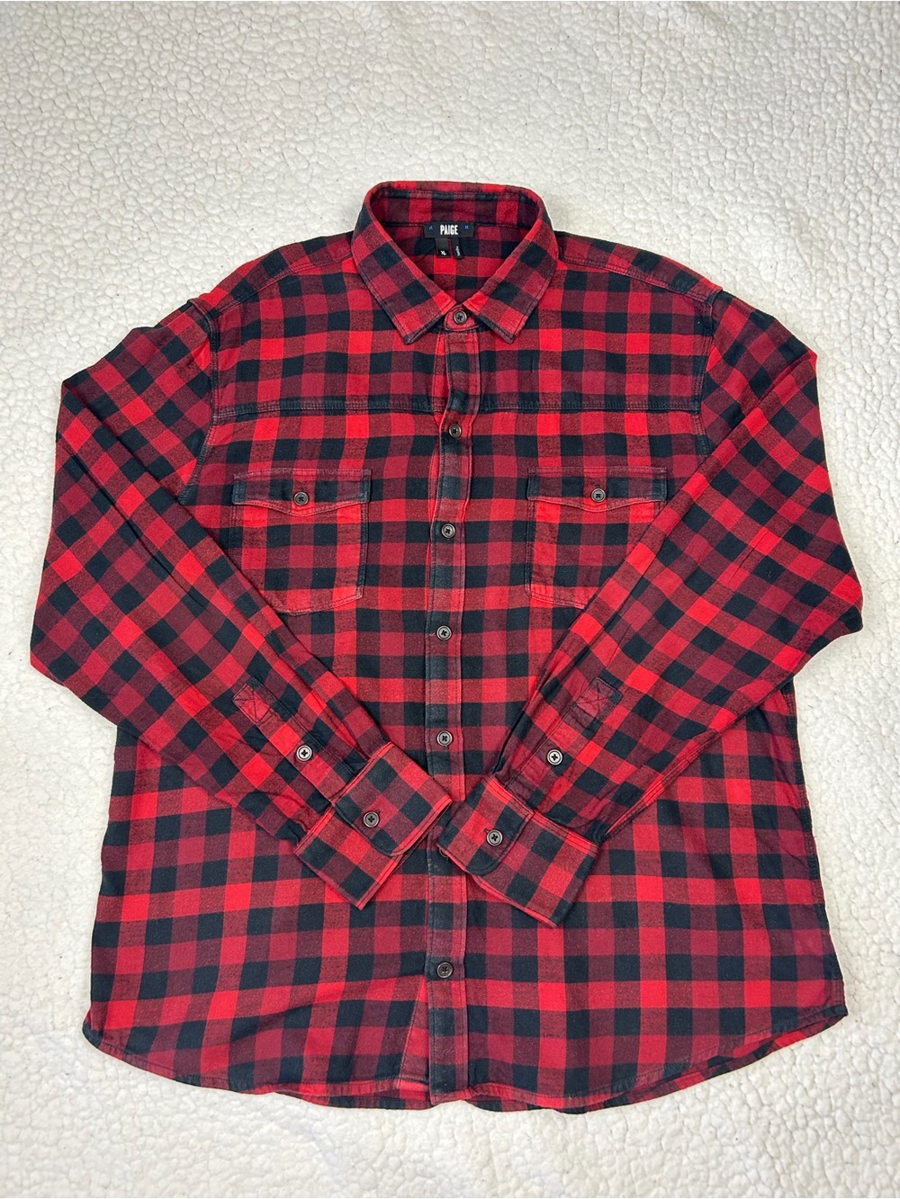 Paige Button Down Men's XL Firebrick Julian Plaid Pockets Light Flannel Western